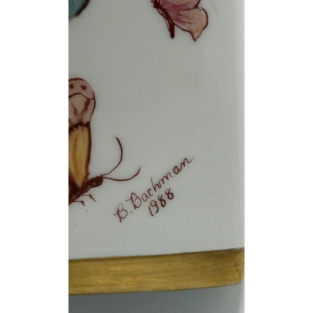Gerold Porzellan Bavaria Butterfly Vase Hand Painted Germany Floral‎